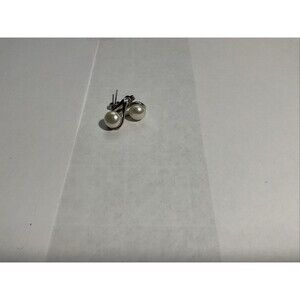 Vintage Sterling Silver And Pearl Stud Earrings Signed Cp 925 S